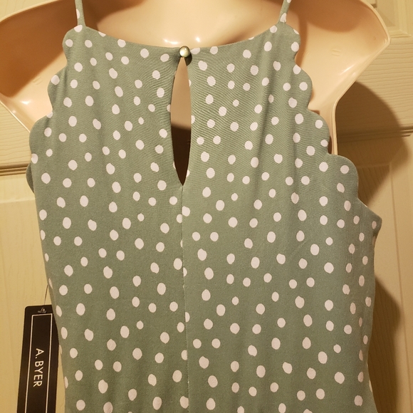 Sage Green Polka-dot Dress - Picture 4 of 5